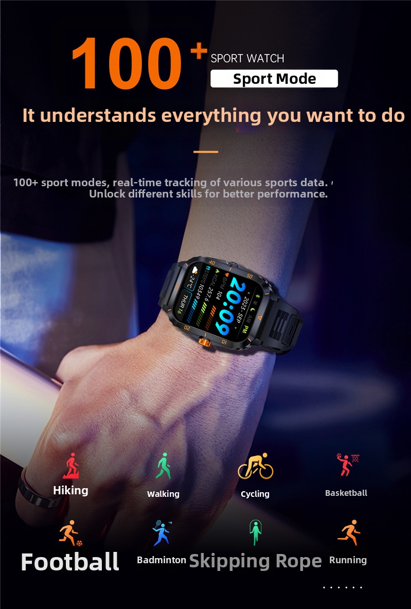 Smartwatch Rugged Sports Watch With Bluetooth And Touchscreen_voghion.com