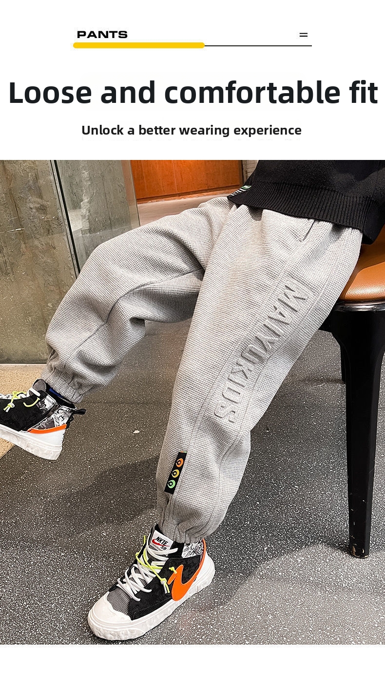 Waffelstrick Hose Für Jungen Bequeme Freizeithose Für Kinder_voghion.com
