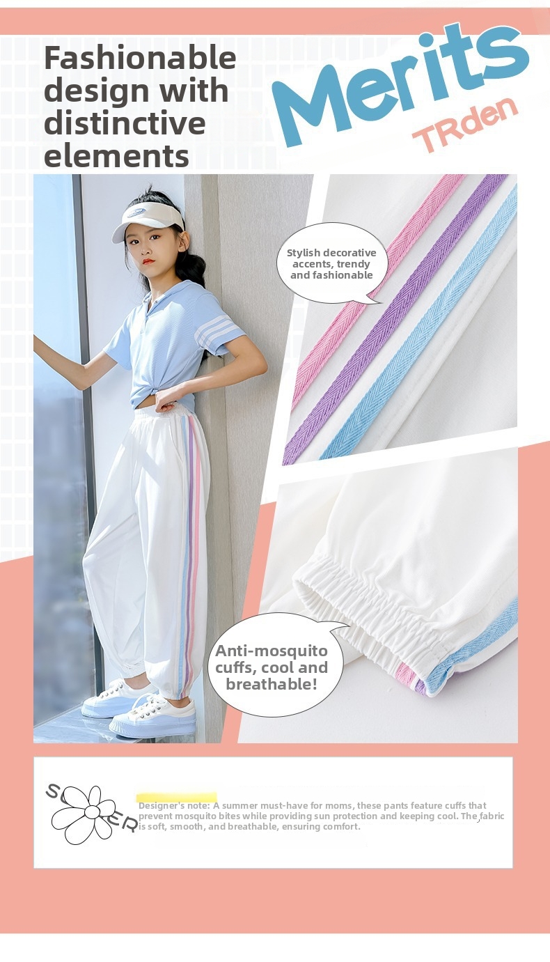 Mädchen-Eisseidenhose mit Mückenschutz, neues Modell, schnelltrocknend, sportlich, lässig, Sommer, dünn, kühl, für Kinder_voghion.com