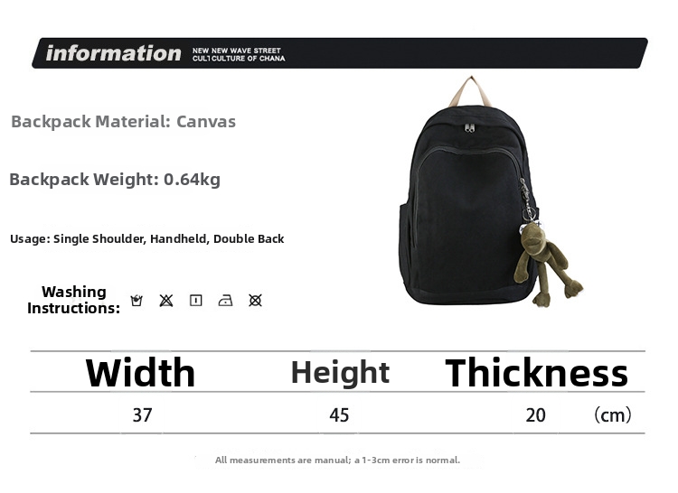 Washed Canvas Backpack For Women Large Capacity Casual Daypack_voghion.com