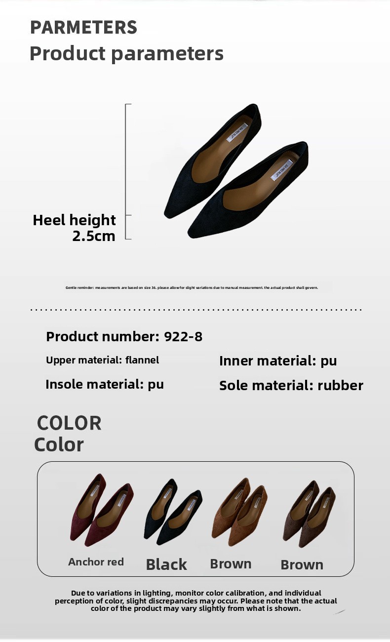 Fashion Slope Heel French Retro Pointed Mary Jane Shallow Mouth Single Shoes Women's Original New Soft Sole Simple Doudou Women's Shoes_vogvips.com