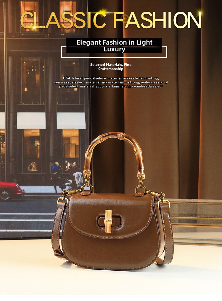 Elegant sadelväska för dam med bambuhandtag och axelrem_voghion.com