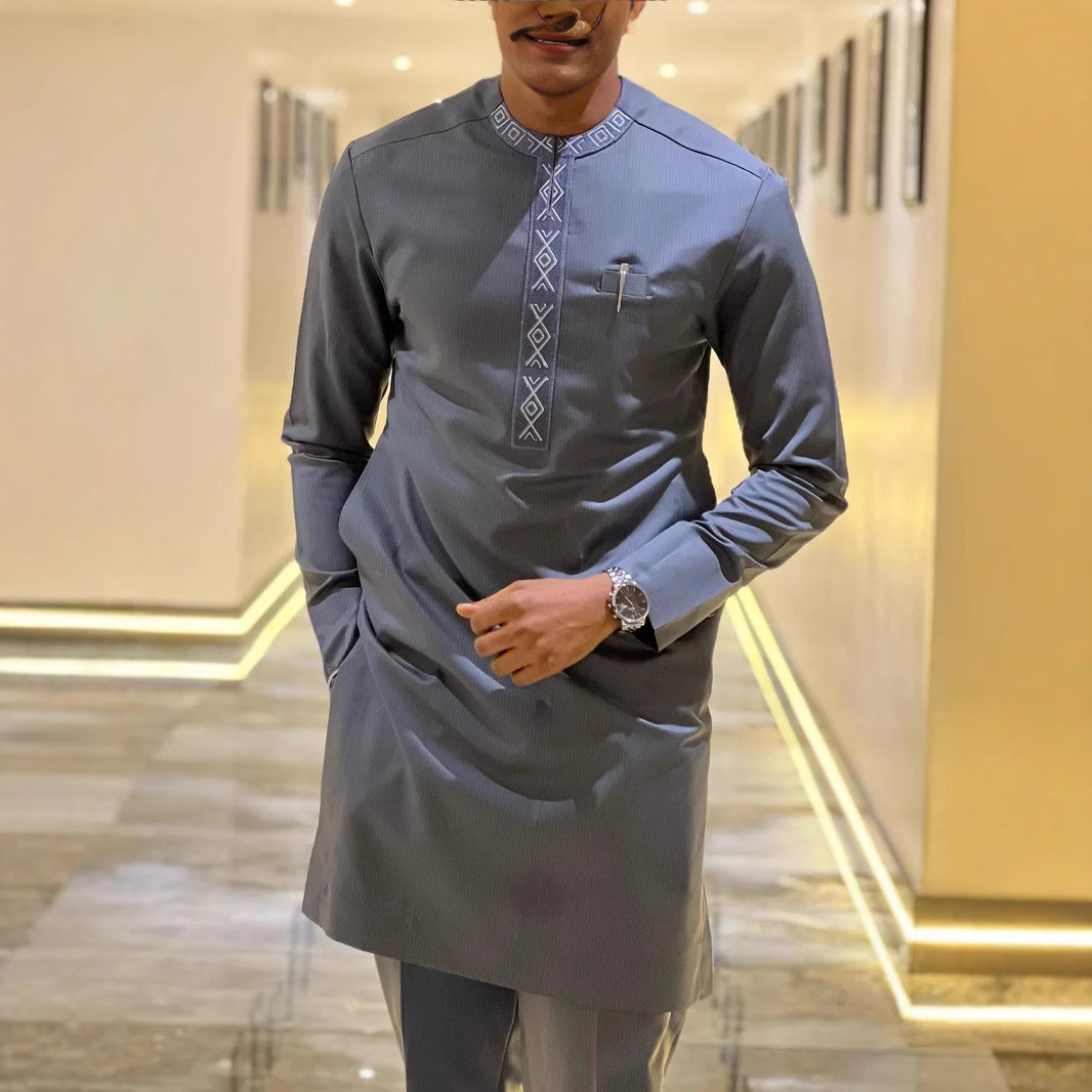 Men's Muslim Suit Long Sleeve Spring Autumn Set For Men_voghion.com