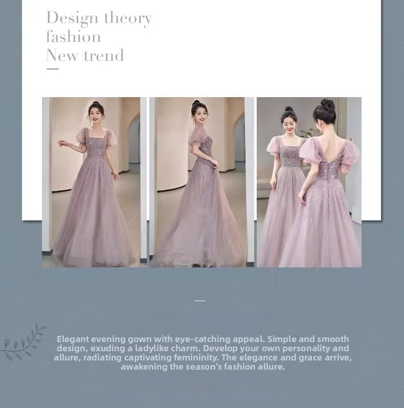 Elegant Luxurious Sequined French Style Evening Gown New Style for Art Exams Perfect Banquets Annual Meetings Ideal Emcees Women's Party Wear_ecoleips.com