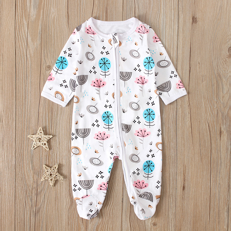 Mono para bebé con pies estampado floral mezcla de algodón_voghion.com