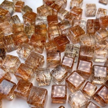 天然水晶方糖散珠diy饰品配件粉晶黑金超七半成品单颗珠子批发