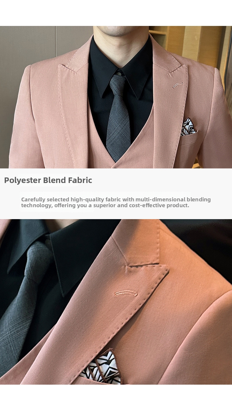 Abito da uomo tre pezzi slim fit rosa elegante raffinato_voghion.com
