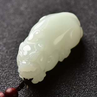 Jin Yu Tang Hetian Jade White Jade Pixiu Pendant Men's and Women's Jade Pendant Couple's Necklace Pendant Yu Pei Live
