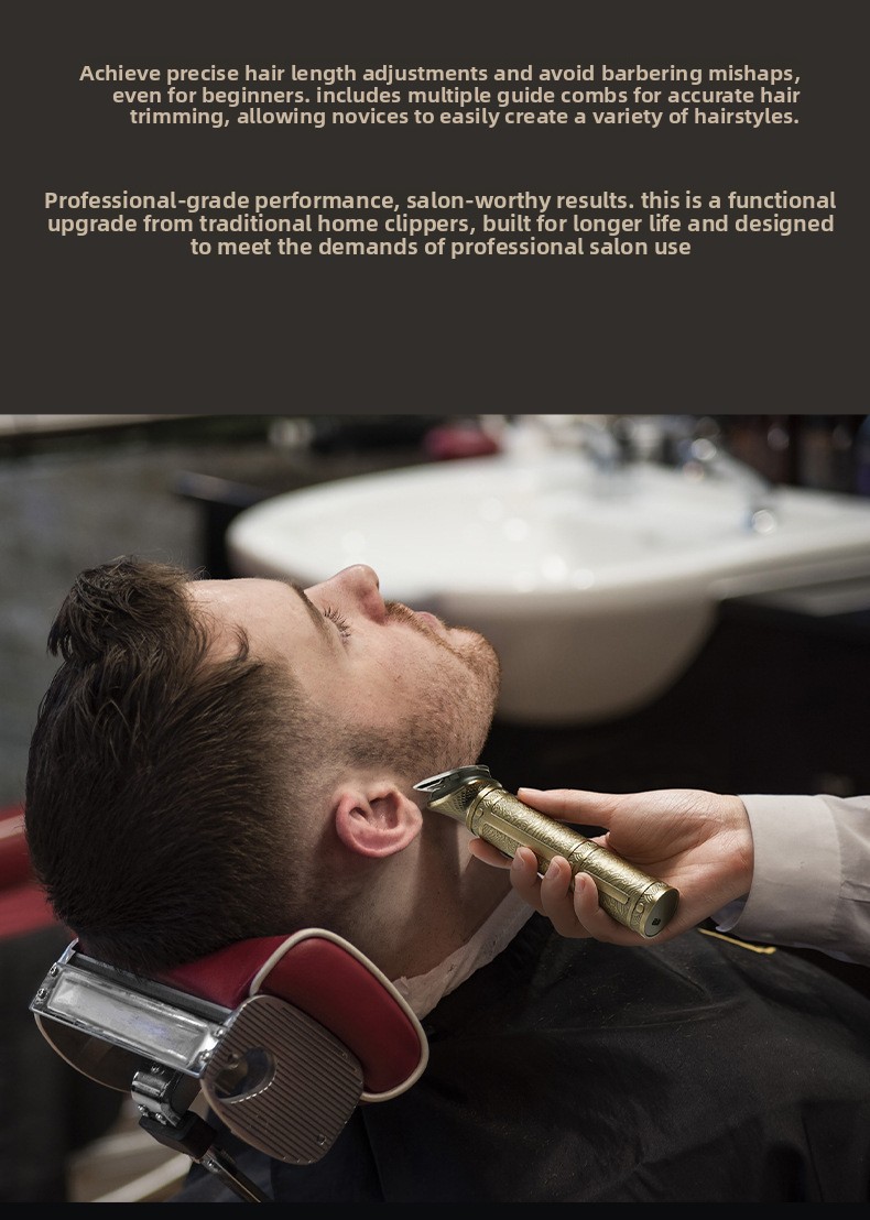 Máquina de cortar cabelo elétrica, com função de corte a óleo, para gravação, ideal para cabeças raspadas, corte de cabelo em geral, com carregamento USB._voghion.com