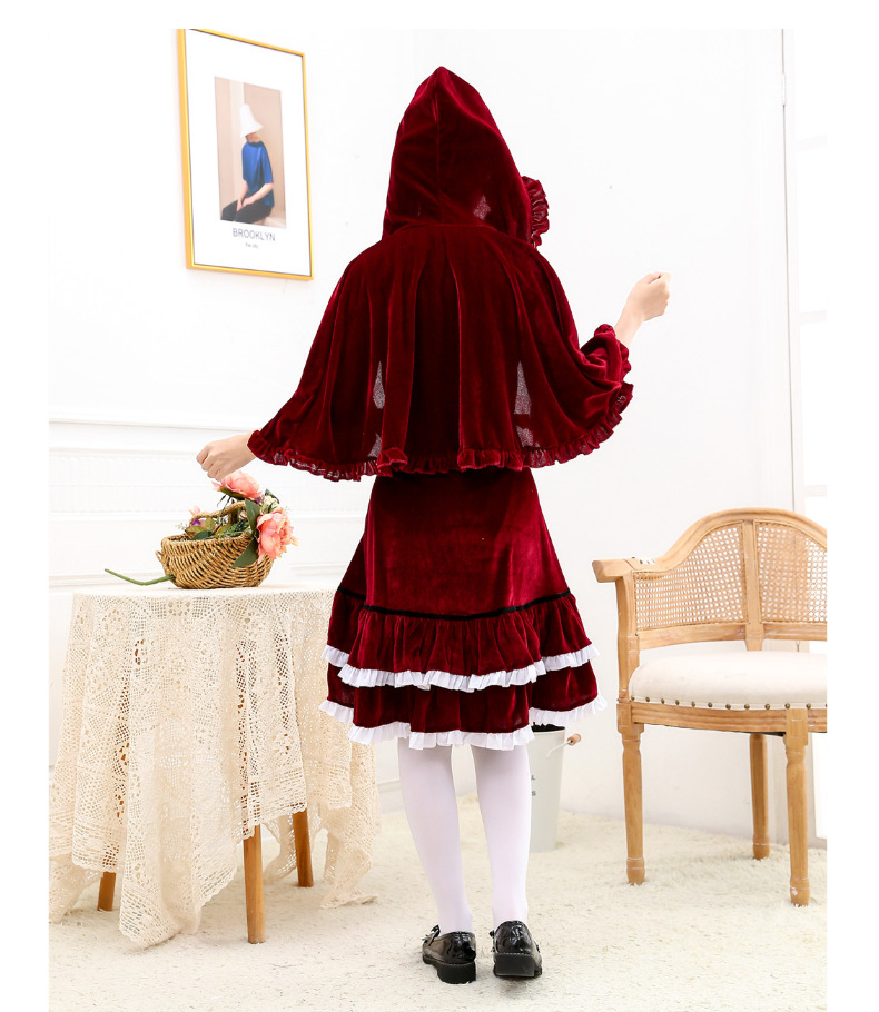 Halloween Costume, Cosplay, Stage Play, Drama, Red Hat, Costume, Cosplay, Burgundy Maid, Maid Costume, House Costume_ecoleips.com