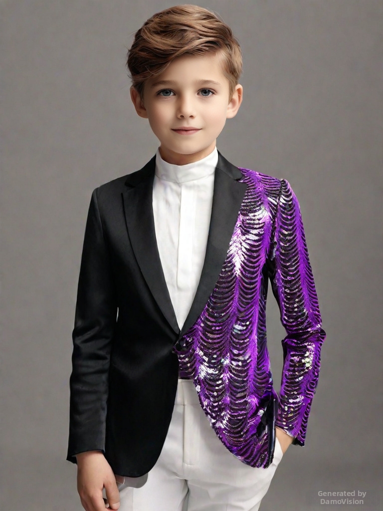 Mother & Kids Boys' Trendy Wavy Sequined Casual Suit Jacket Little Blazer For Youngsters 8-16 Years Old For Formal & Casual_voghion.com