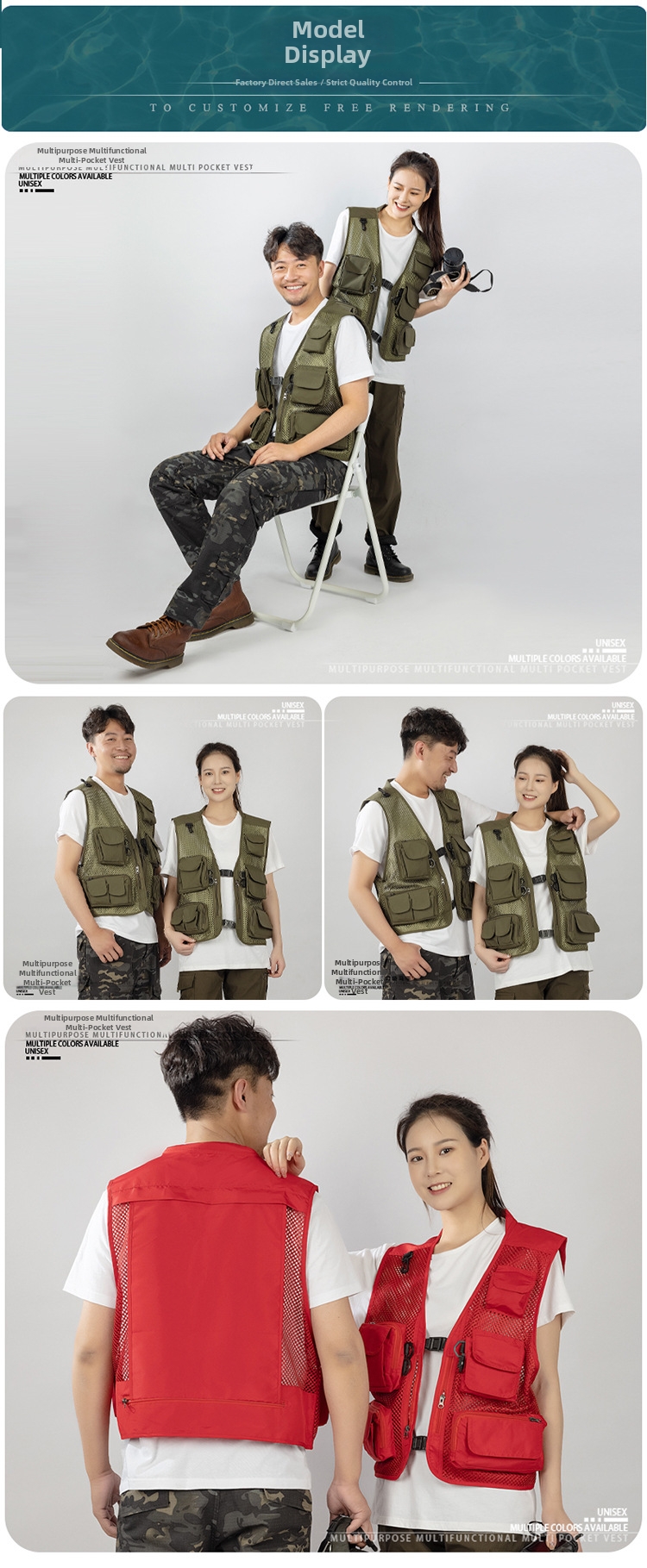 Multi Pocket Mesh Work Vest For Outdoor Hiking And Fishing Sports_voghion.com