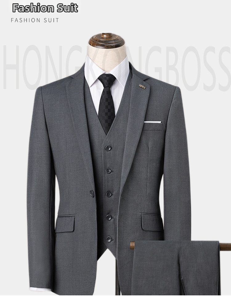 ARARE Men's High-End Three Piece Suit Set Formal Business Groom's And Best Man's Clothing_viptrois.com