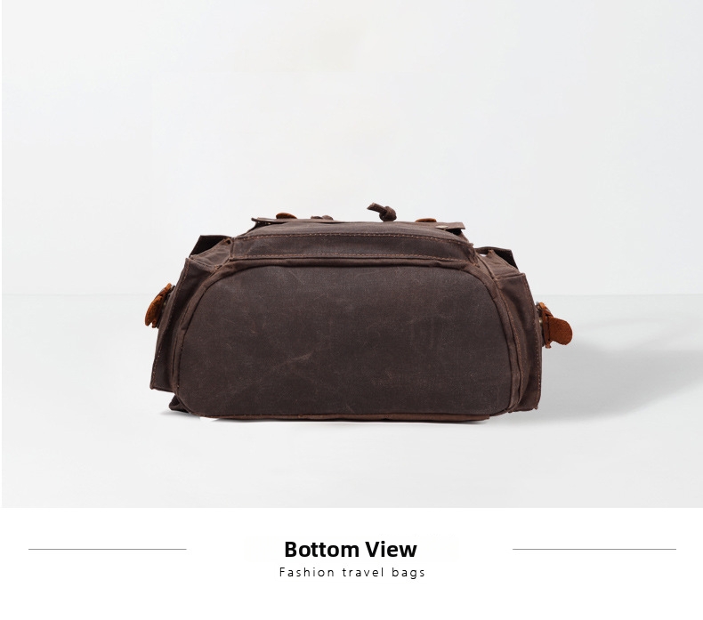 Men's Waterproof Canvas Backpack With Leather Details For Travel_voghion.com