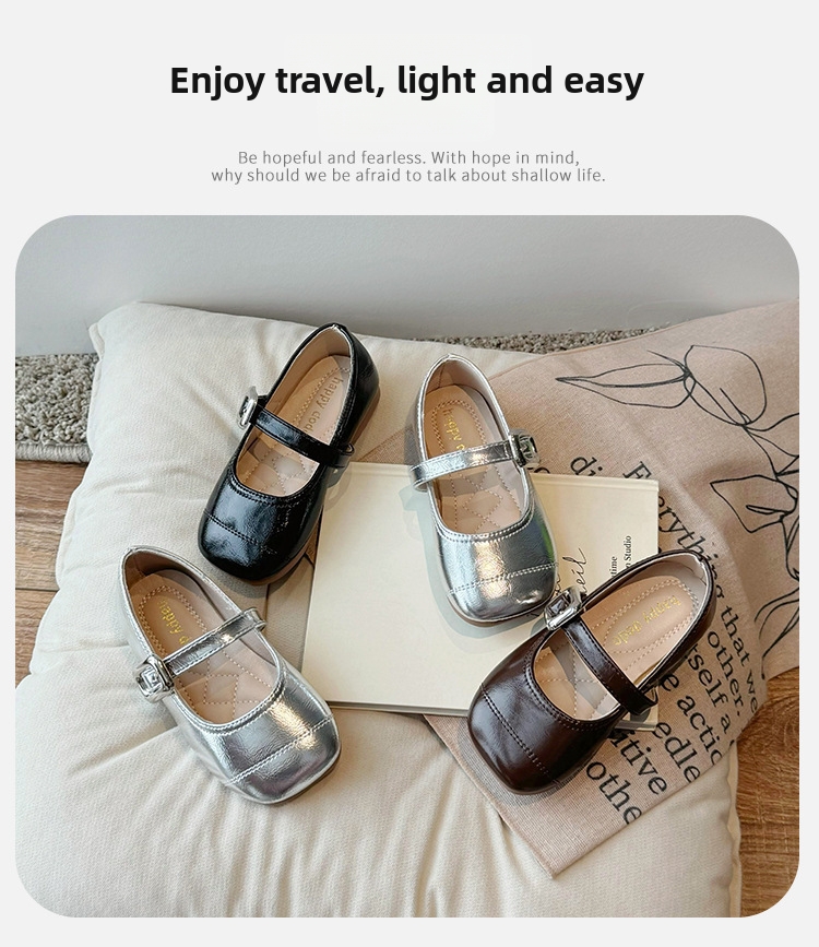 Mädchen Leder Mary Jane Schuhe In Silber Rutschfeste Kinderschuhe_voghion.com
