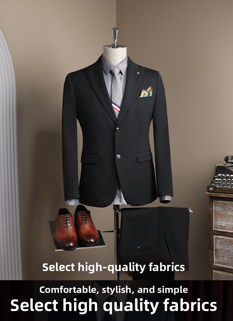 Formal Men's Suit Two-button Slim Fit Business Blazer Jacket_voghion.com