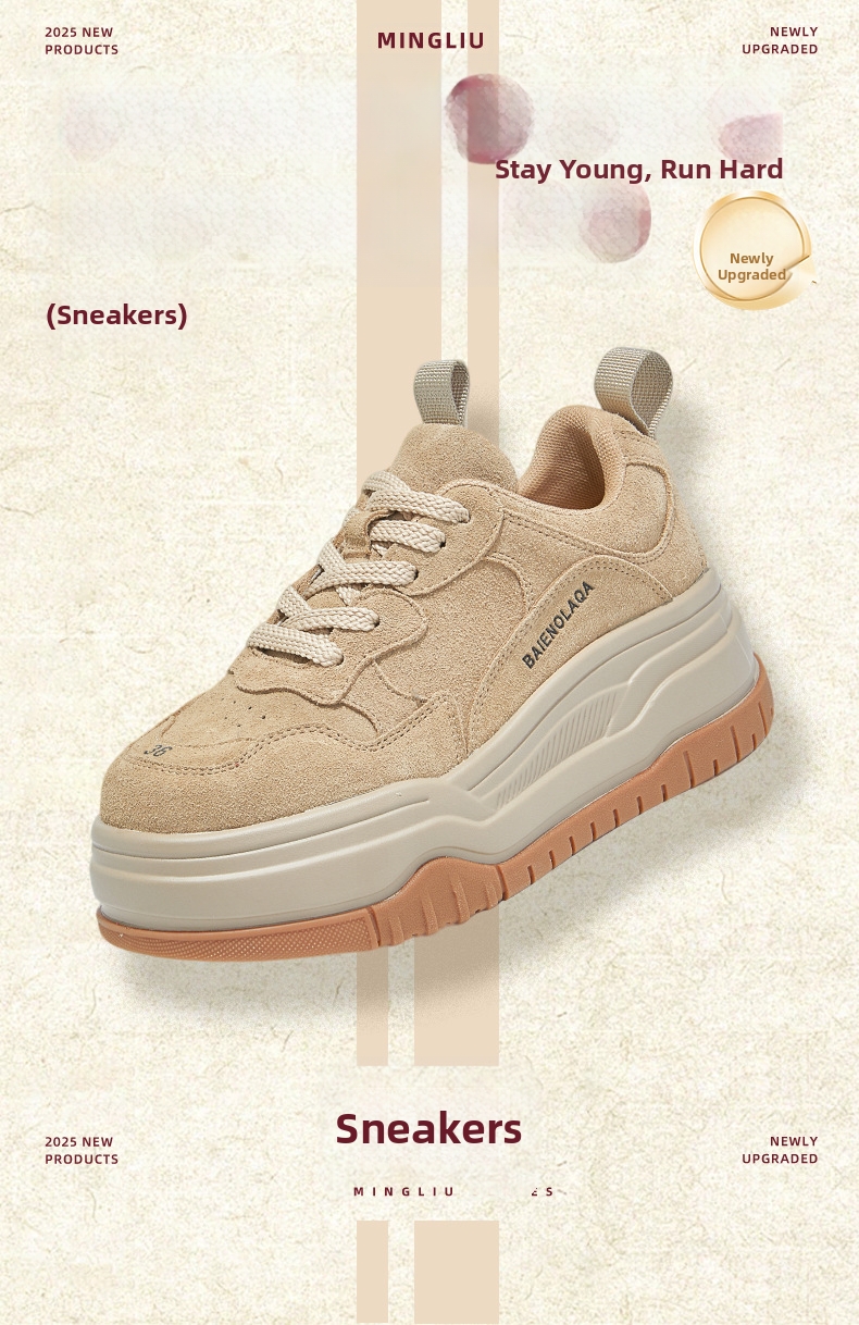 Women's White Retro Platform Trainers Height Increasing Sneakers_voghion.com