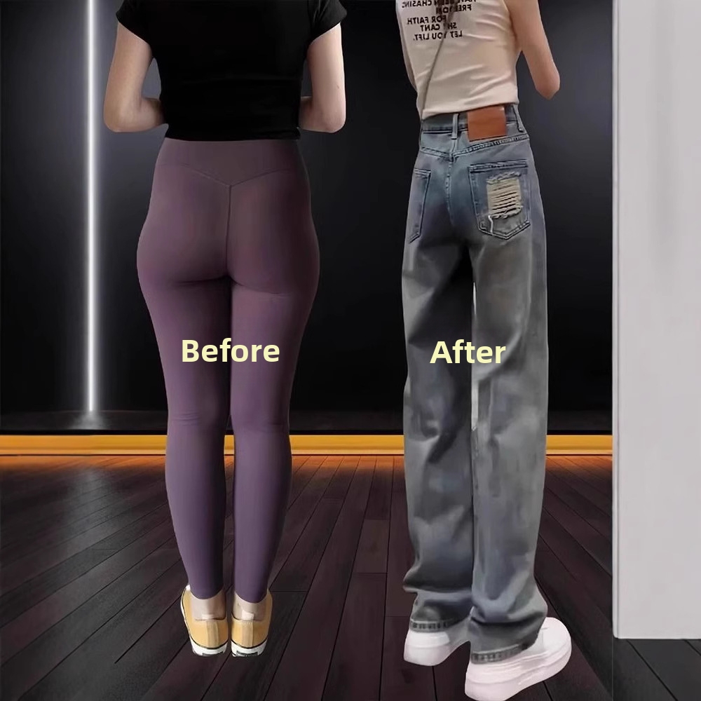 Jean slim taille haute pour femme, coupe droite, pantalon ample et amincissant à jambes larges, idéal pour les silhouettes menues, collection printemps._voghion.com