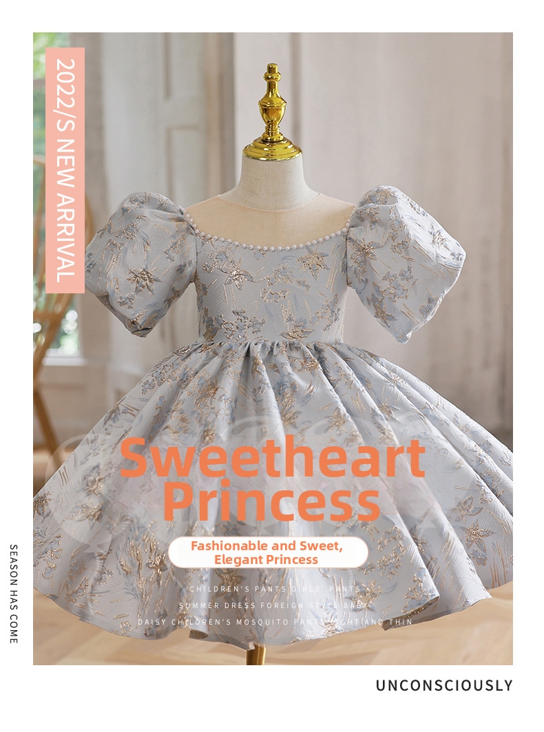 Prinsessklänning för flickor lätt polyester för pianouppträdande_voghion.com
