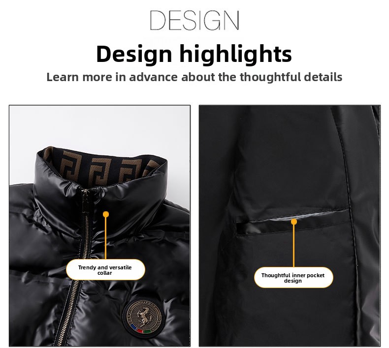 Winter New Men's Fashion Trend Stand-up Collar Jacket Versatile Casual Solid Color Jacket_viptrois.com