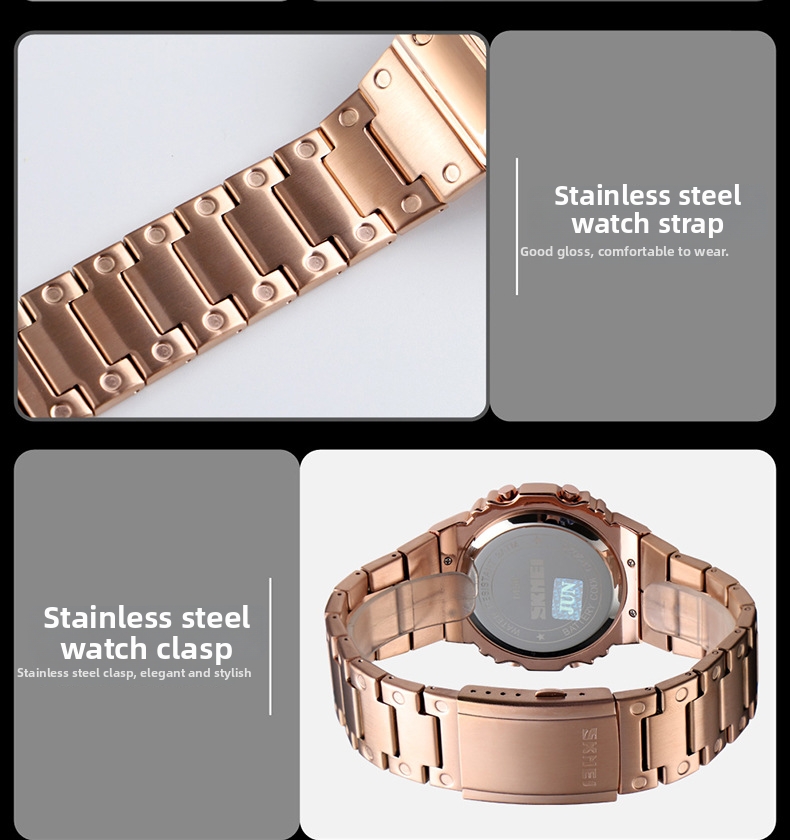 Men's Digital Watch Luminous Mechanical Style Trendy Round Dial_voghion.com
