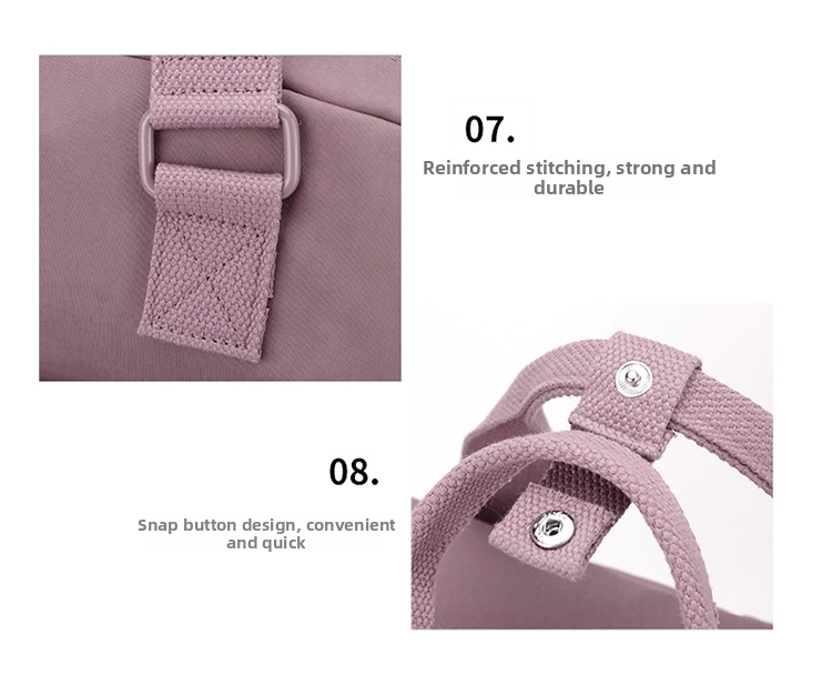 Zaino da donna colorato in nylon resistente all'acqua con logo stampato, versatile, ideale per l'istruzione, l'ufficio e la scuola._voghion.com