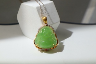 [Apple Green Buddha Pendant] Overall Size About 27.5/19.5/8mm Natural Hetian Jasper