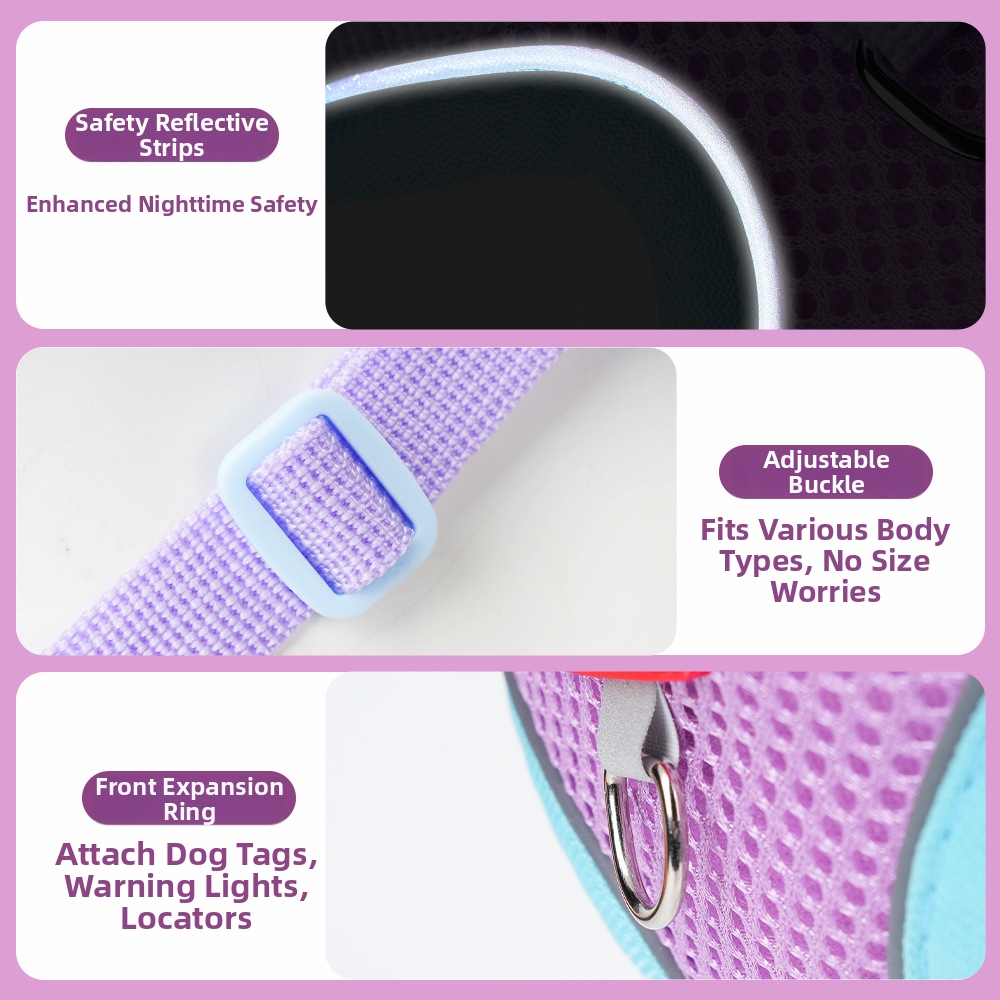 Reflective Breathable Dog Leash Vest Anti Breakage Outdoor Cat Leash Suitable For Both Cats And Dogs_voghion.com