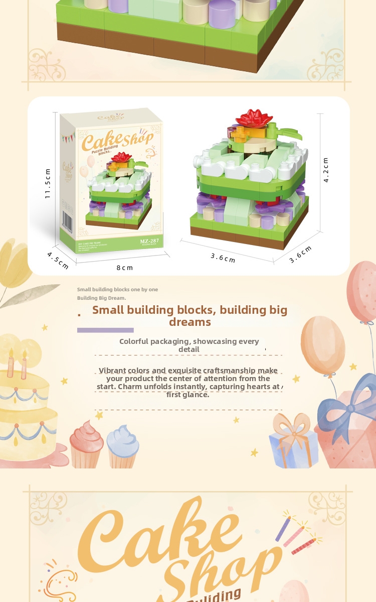 Building Blocks Dessert Cake Party Set Educational Construction_voghion.com