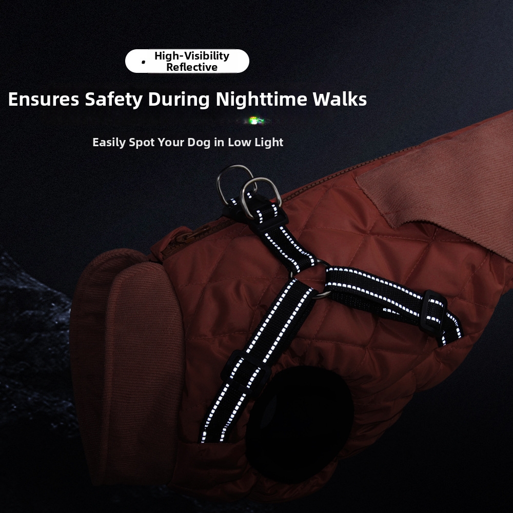 Winter Dog Clothes Bichon Frise Two Legged Cotton Padded Coat Windproof Cold Proof Fleece Lined Outdoor Reflective Warm Pet Clothing_voghion.com