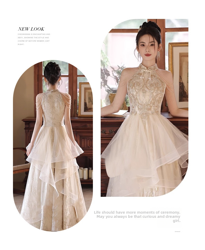 Champagne Ball Gown For Women, Elegant Puffy Princess Party Dress For Pageants, Piano Recitals, Hosting, Banquets_ecoleips.com