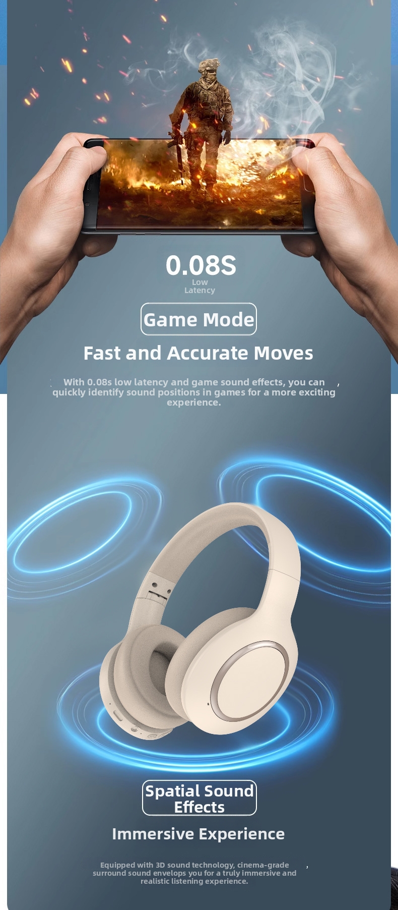 Écouteurs intra-auriculaires Bluetooth True ANC P6066 avec réduction de bruit active et longue autonomie pour la musique et les jeux._voghion.com
