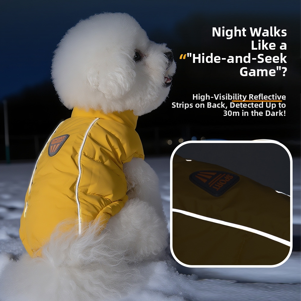 Winter Pet Dog Clothes Thickened Vest Teddy Bichon Frise Puppy Reflective Cotton Coat For Small To Medium Dogs_voghion.com