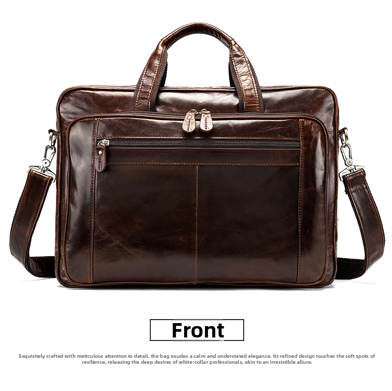 Men's Leather Briefcase Genuine Cowhide Business Bag For Men_voghion.com