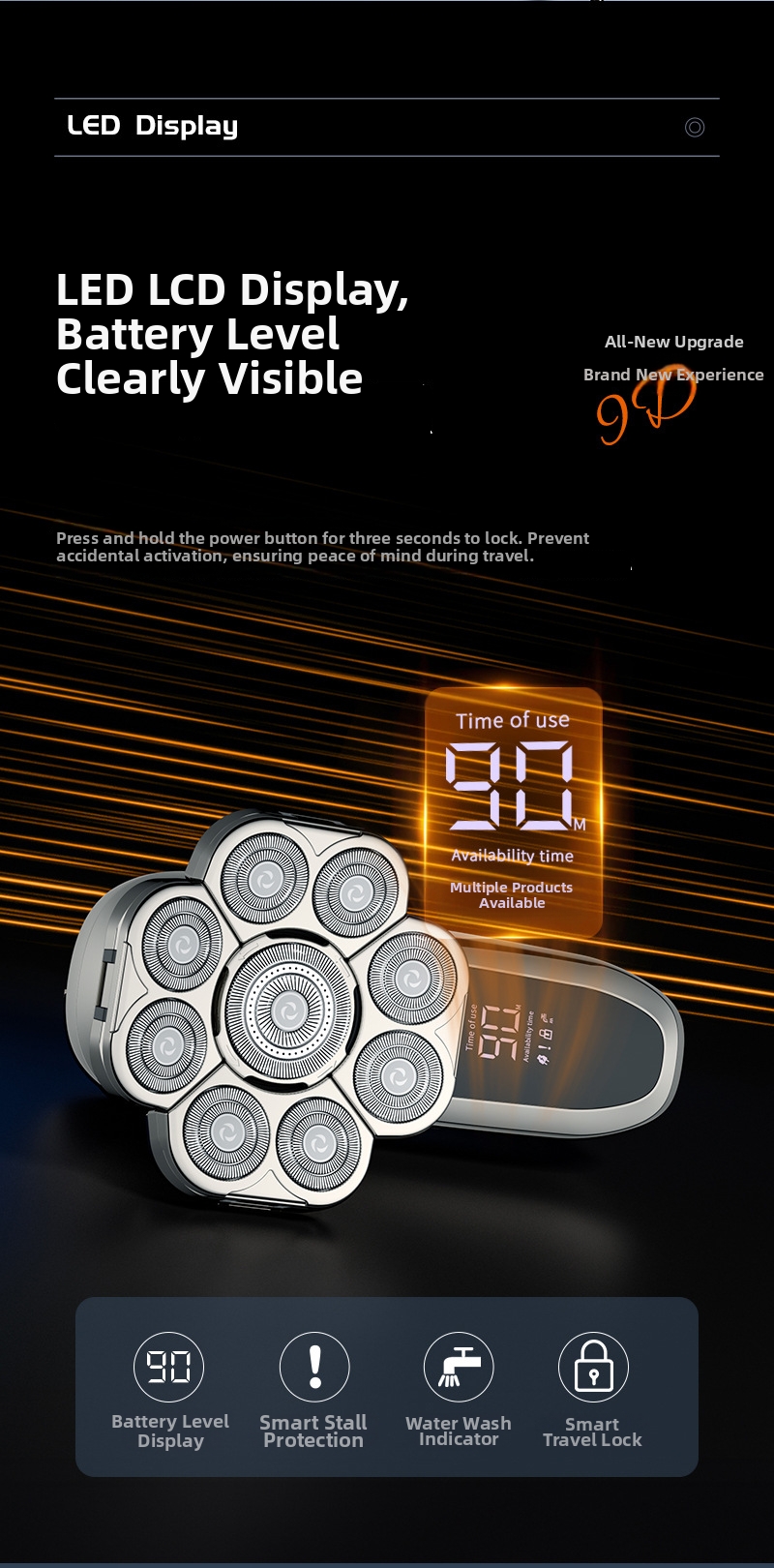 Electric Shaver 6-in-1 Rechargeable Hair Clipper For Bald Heads_voghion.com