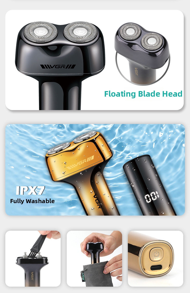 Men's Electric Shaver Rechargeable With Digital Display Ipx7_voghion.com
