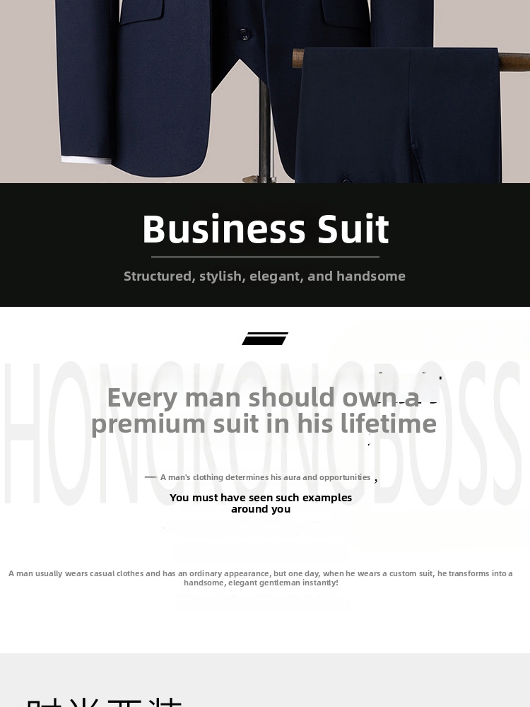 ARARE Men's High-End Three Piece Suit Set Formal Business Groom's And Best Man's Clothing_viptrois.com