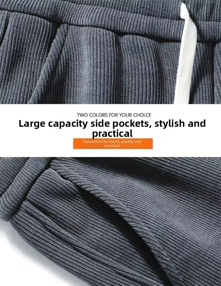 Pantalon en velours côtelé pour homme, coupe ample, amincissante, style jogging coréen, décontracté, long, sport, automne, tendance_voghion.com