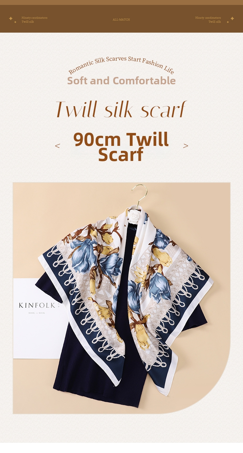 Foulard quadrato in twill floreale per donna grande sciarpa_voghion.com