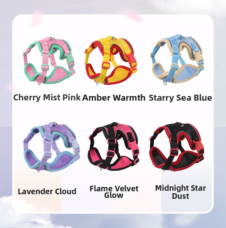 Reflective Breathable Pet Harness And Leash Set For Dogs And Cats_voghion.com