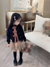 高定童装女童针织蝴蝶结开衫学院风三件套2025春装新款套装裙
