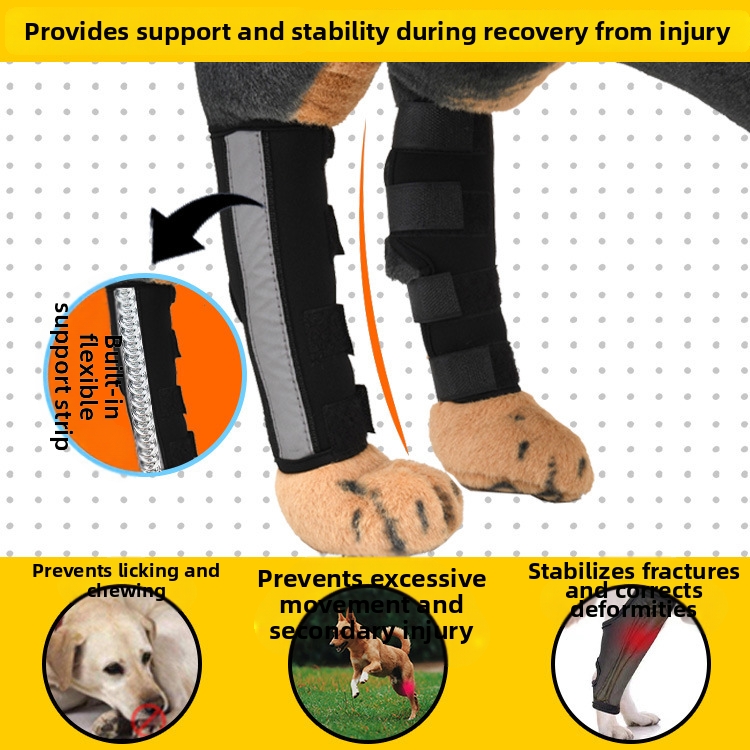 Protectores de rodilla para mascotas, soporte para patas de perro con soporte y tiras reflectantes para recuperación quirúrgica._voghion.com