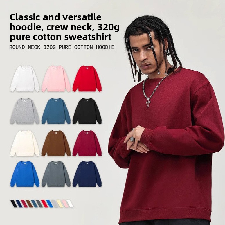 Unisex Rundhals Sweatshirt Aus Baumwollmix Langarm Pullover_voghion.com