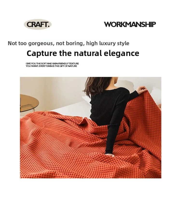 100% Baumwolle Waffelstruktur-Decke Leichte Atmungsaktive Sommer-Kühldecke für Bett Sofa Einzel- und Doppelgröße – Detail 11
