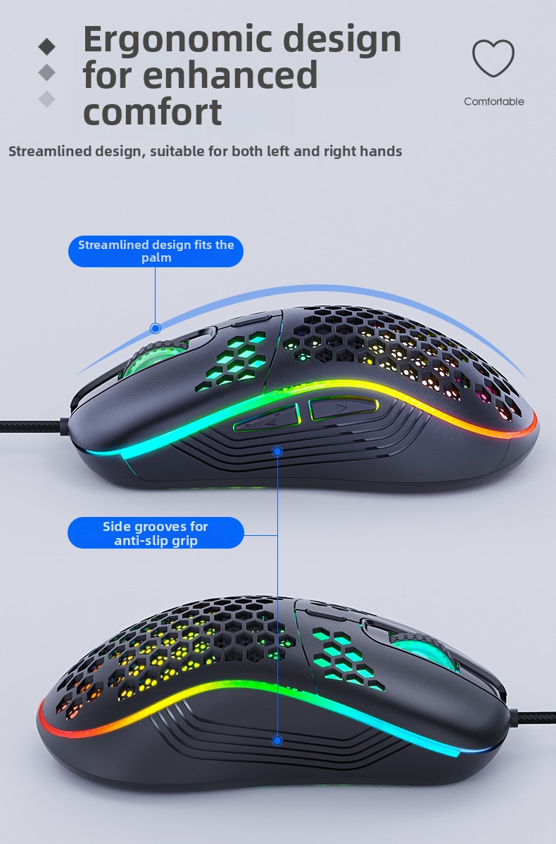 Honeycomb Gaming Mouse Wired And Wireless Rechargeable Lightweight_voghion.com