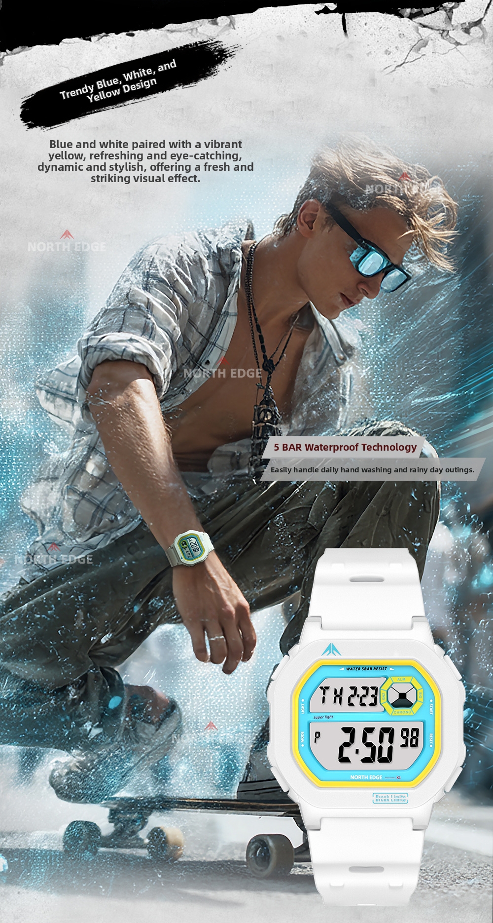 Waterproof Digital Watch Square Shockproof Outdoor Sports Trendy_voghion.com