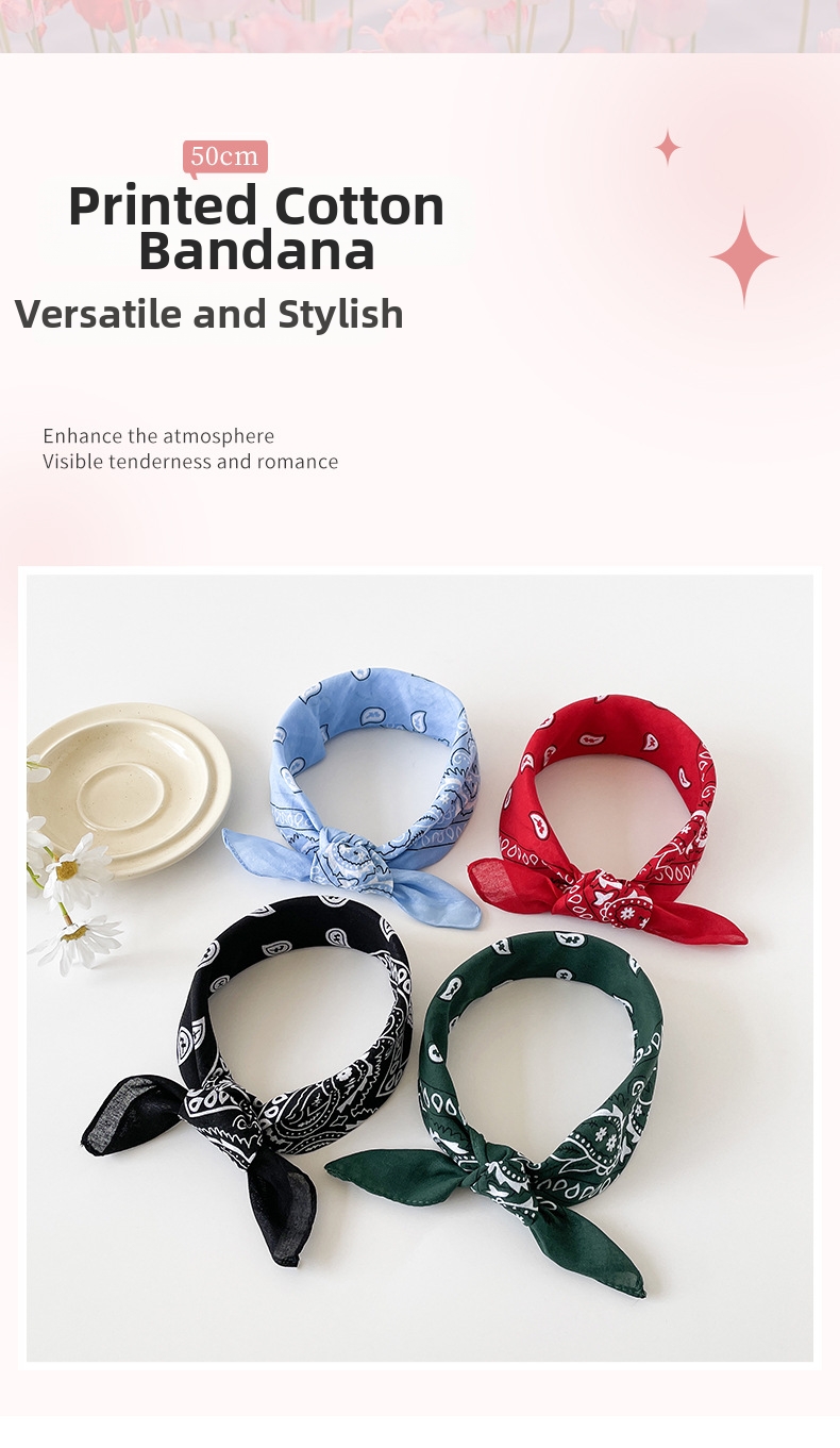 Bandana con estampado cachemir mujer pañuelo cuadrado algodón_voghion.com
