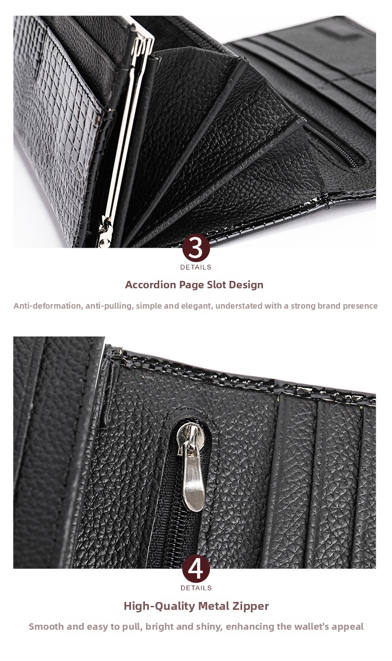 Genuine Leather Crocodile Embossed Women's Wallet Clutch Bag_voghion.com