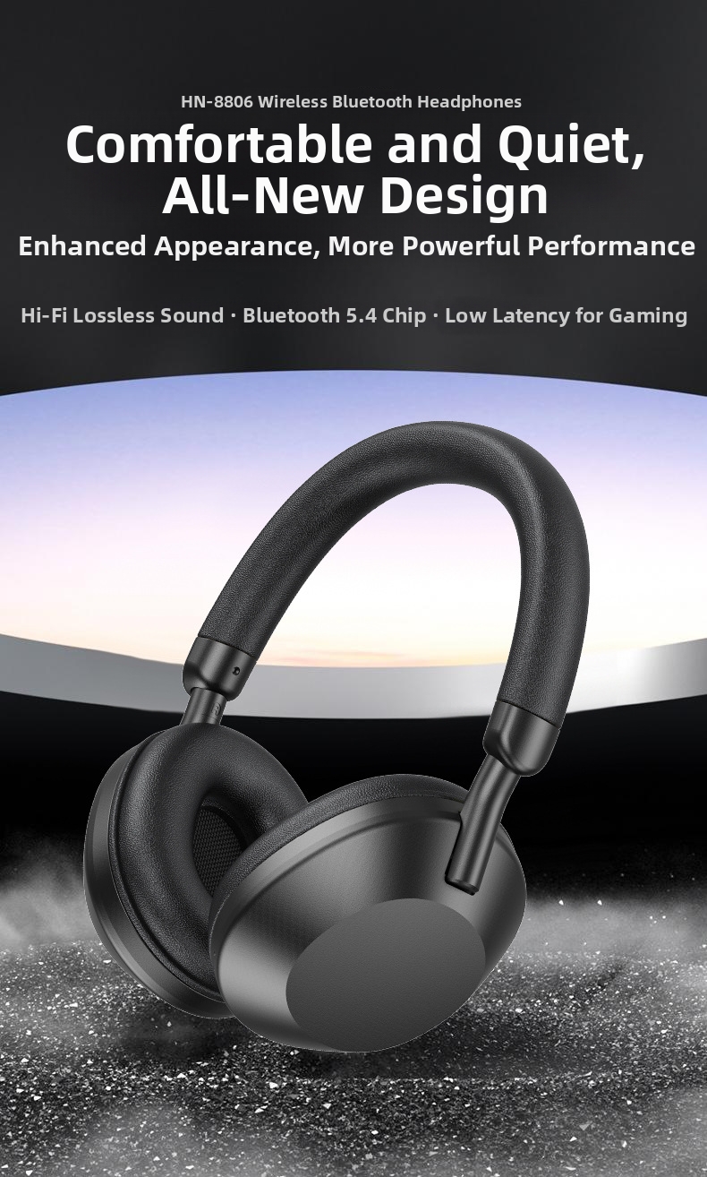 HN-8806 Wireless Bluetooth Headphones – Hi-Fi Stereo, FM Radio, Foldable Design, 20H Playtime (Black/Khaki/Blue/Green/Pink)​_voghion.com