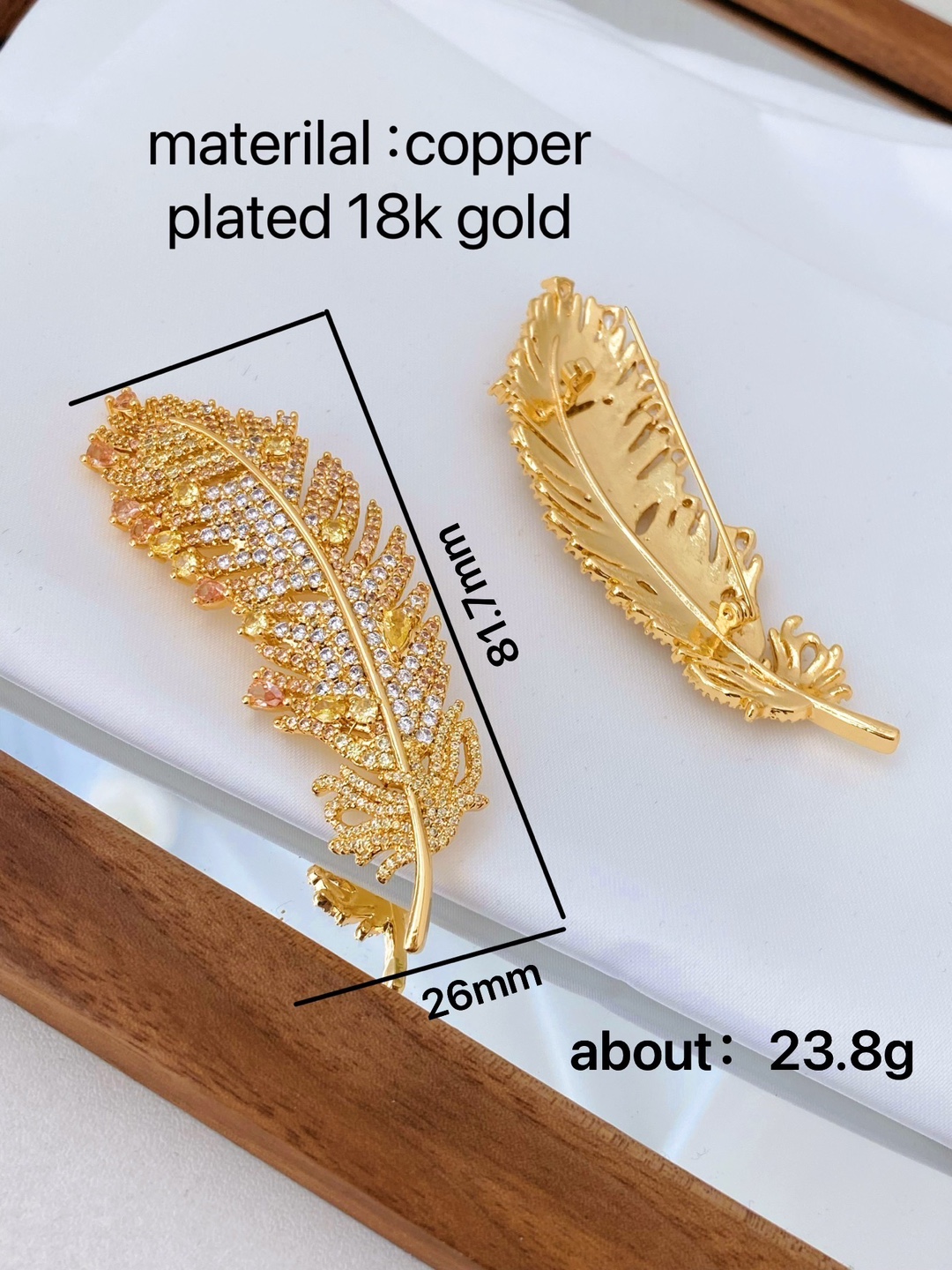 Elegant Pin Feather Copper Plating Inlay Zircon Women's Brooches display picture 3